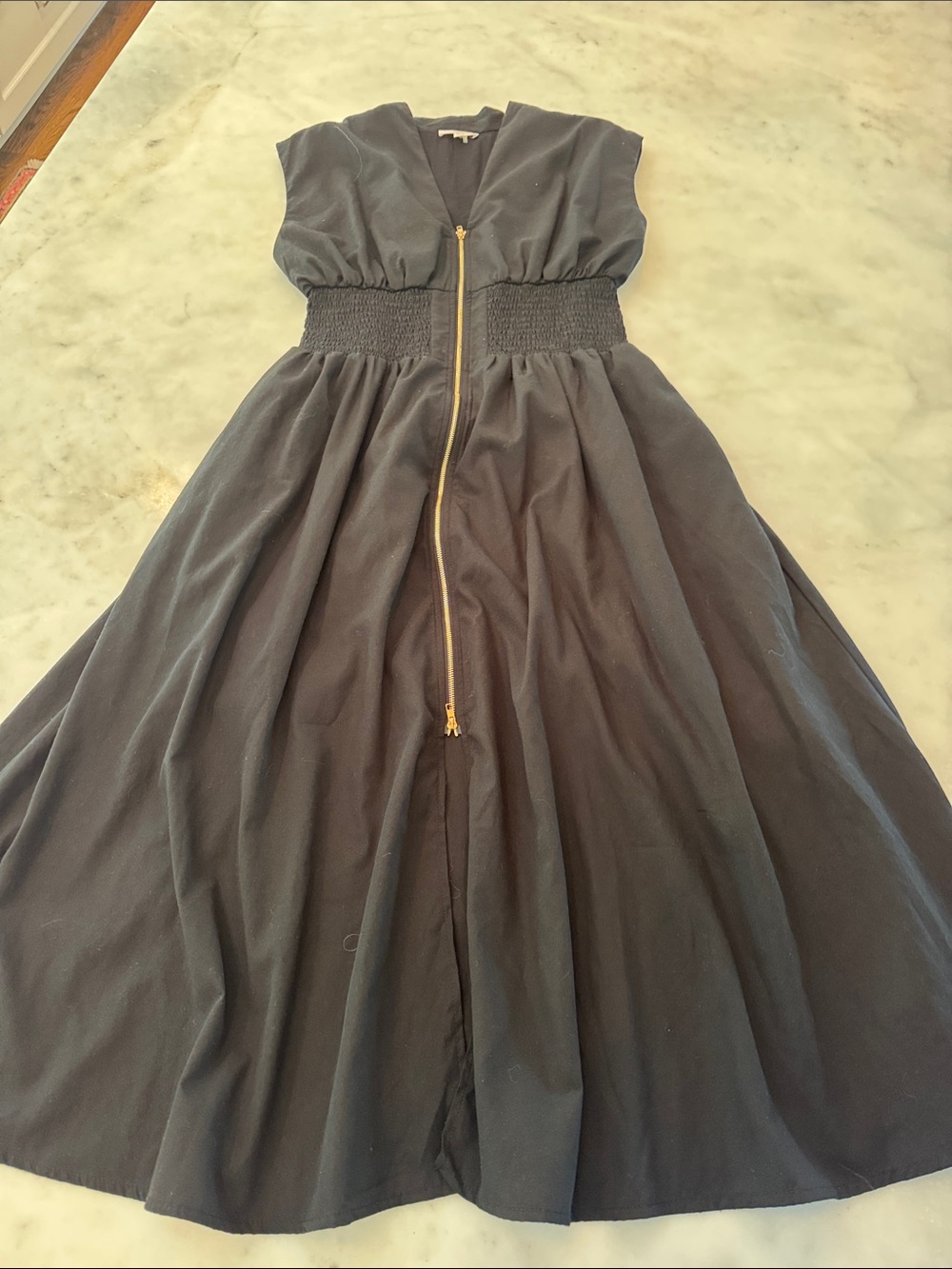 entro Black Midi Dress with Gold Front Zip